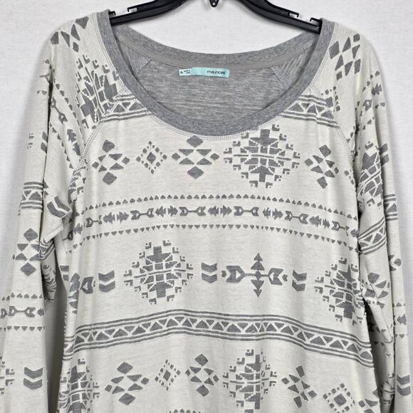 Maurices Aztec Print Lightweight Sweater XL Gray - Picture 3 of 8